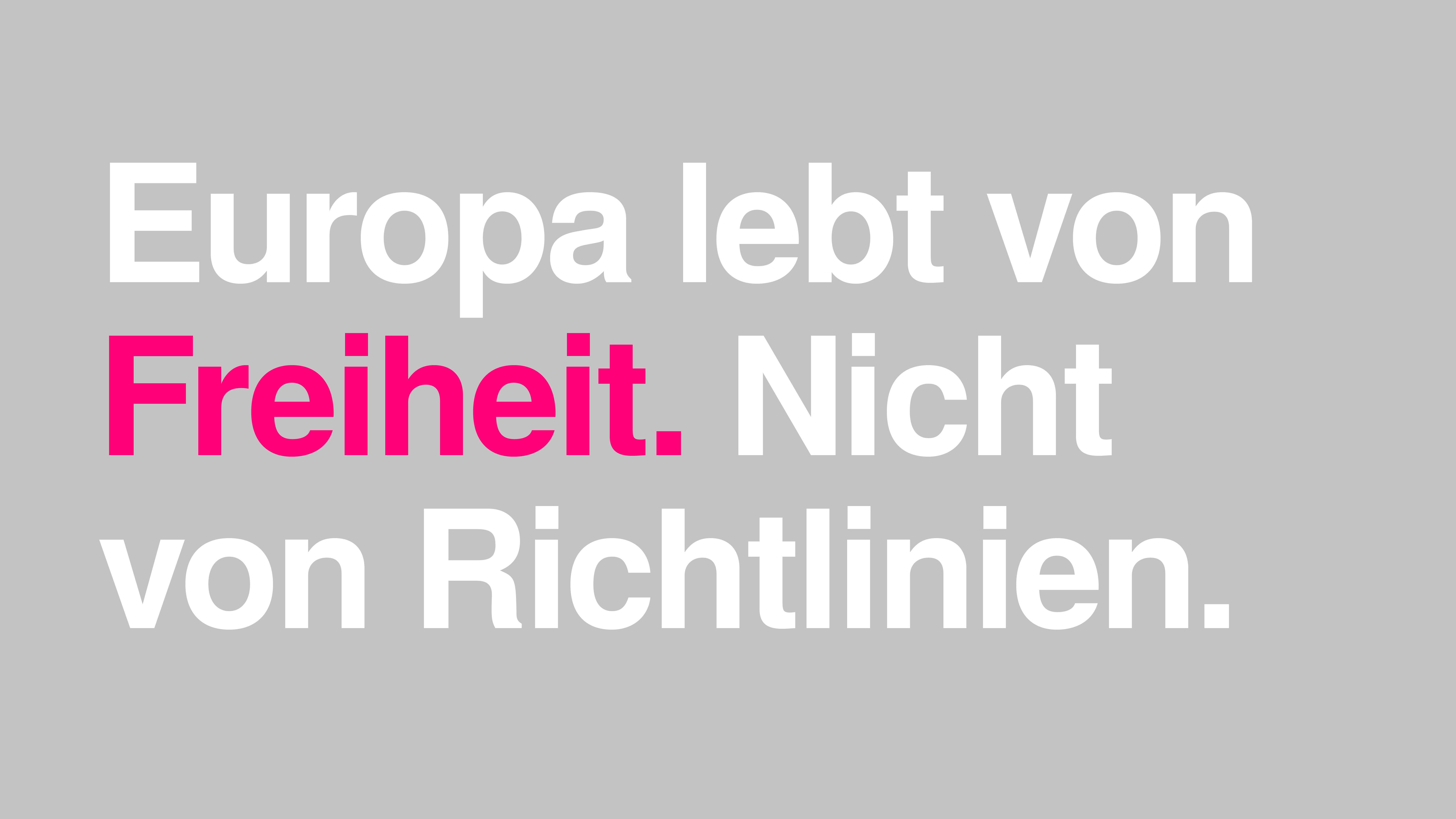 Themenbereich Bürokratie: Europa lebt von Freiheit. Nicht von Richtlinien.
